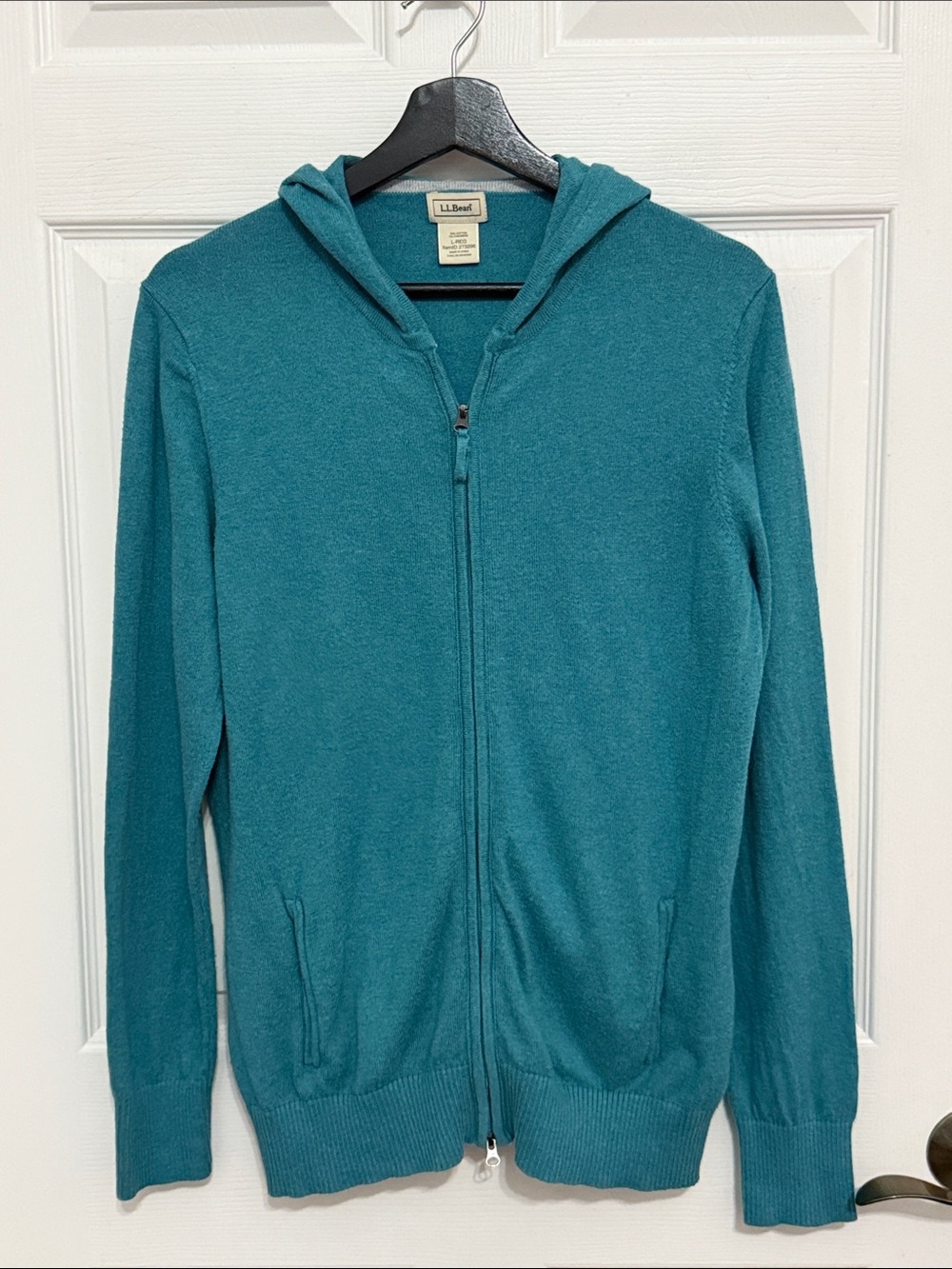 L.L. Bean women’s teal hooded zip up sweater